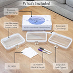 Clear Hard Shell Zipper Case Set (3 Large), 120s Thick PET Plastic, Dual Zippers with Star Charms, Removable Straps, Removable Labels with 2 Markers for Travel, Storage & Organization - Image 2