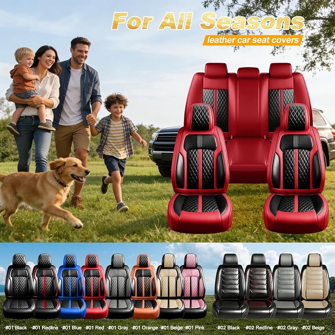 Fit Renegade Seat Covers Custom Fit for Jeep Renegade 2015-2023, Full Set | Premium Leather Full Coverage Protectors, Waterproof, Breathable, Scratch Resistant, Easy Wipe, Airbag Compatible, Black+Red - Image 9