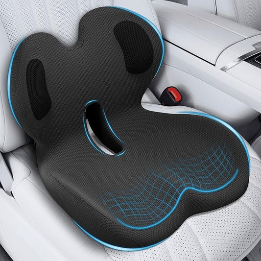 Trucker Seat Cushion, Thick Car Seat Cushions with Lumbar Support Pillow, Ergonomic L-Shaped Orthopedic Memory Foam for Long Driving Lower Back Pain Sciatica Relief, Gift for Drivers (Black) by AEGISCOVER