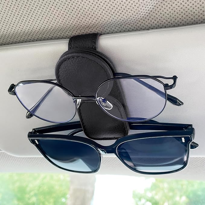 KIWEN Sunglasses Holder for Car Visor, Magnetic Leather Sunglass Eyeglass Hanger Clip for Car Sun Visor Accessories (1, Beige) - Image 8