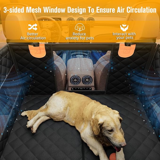 PETICON Large Dog Car Seat, Back Seat Extender for Dogs with Hard Bottom | Waterproof Medium Carseat for Dogs with 3 Mesh Windows, Pet Seat Cover for Cars, Trucks and SUVs - Image 6
