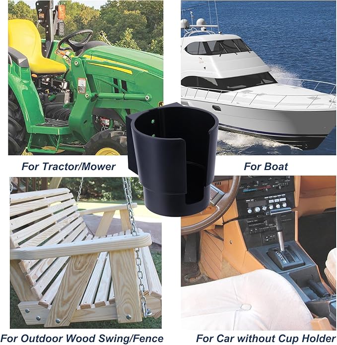 Universal Large Cup Holder Wall Mount, Heavy Duty Plastic Drink Holder | Work for Boat Car Truck RV Bus Tractor Wall Wood, Vertical or Horizontal Mount, Fit Most Cup Bottle Can Tumbler Black 2 Pack - Image 7
