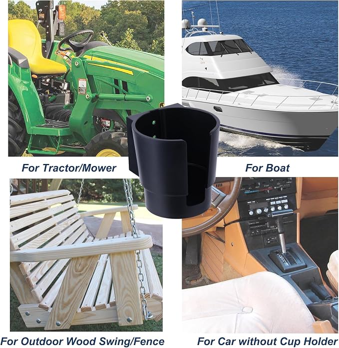 Universal Large Cup Holder Wall Mount, Heavy Duty Plastic Drink Holder | Work for Boat Car Truck RV Bus Tractor Wall Wood, Vertical or Horizontal Mount, Fit Most Cup Bottle Can Tumbler Black 1 Pack - Image 7