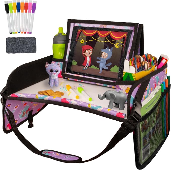 Lusso Gear Kids Travel Tray for Car - Road Trip Essentials for Kids - Car Seat Tray for Toddlers & Kids - for Airplane, Kids Travel Desk, Road Trip Activities (Mermaids) by LussoGear