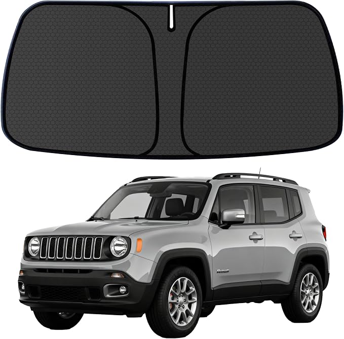 Renegade Windshield Sun Shade for Jeep Renegade 2015-2024 Blocks UV Rays Accessories,1:1 Custom Foldable Thickened Wear-Resistant Front Window Sunshade Visor,Keeps Your Car Cooler by Achaltiza