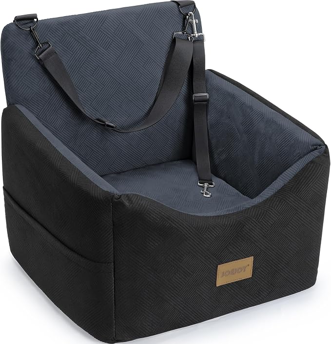 JOEJOY Dog Car Seats for Small Medium Dogs Under 35lbs, Dog Booster Seat with Detachable Washable Cover and Cushion, Memory Foam Pet Car Seat with Safety Belt and Storage Pockets (DG) by JOEJOY
