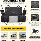 Pryze Dog Car Seat Cover for Back Seat with Mesh Window & Side Flaps | 100% Waterproof Dog Hammock for Cars Trucks & SUVs | 600D Heavy Duty Scratch Proof Nonslip | Easy Install & Machine Washable - Image 4