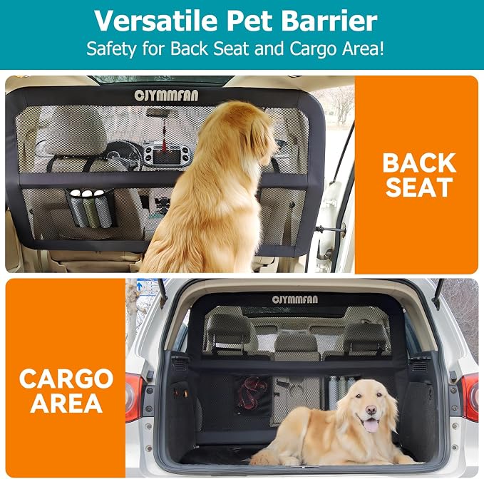 Dog Barrier for Car Back Seat & Cargo Area with Wider Coverage, Universal Fit for Car, SUV & Truck, Dog Car Divider with Chew-Proof Transparent Net and Sturdy Metal Frame for Backseat & Trunk - Image 3
