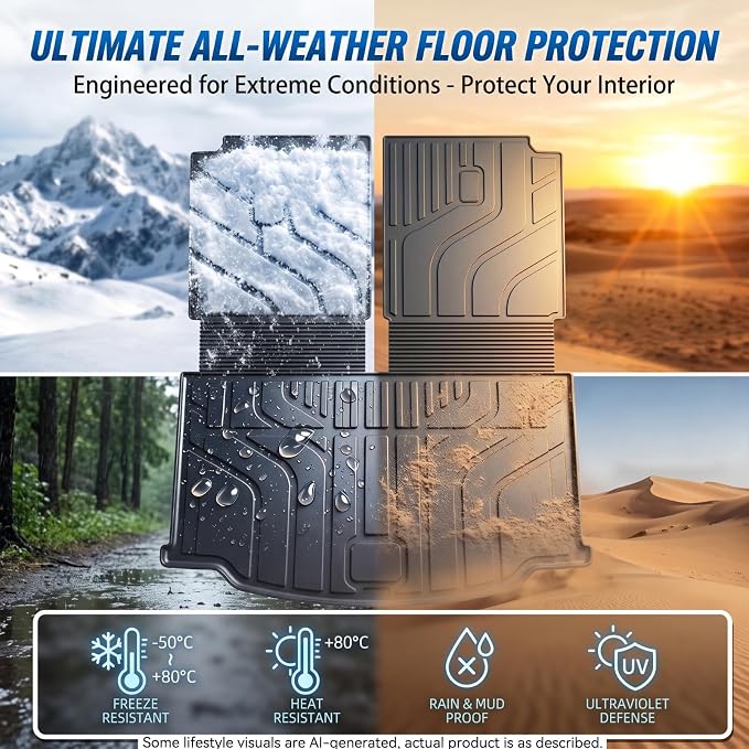 GYGY Cargo Mat Trunk Liner with Backrest Mats Fit for 2018-2025 2026 Volkswagen VW Atlas (6 or 7 Seats Only, Not for Cross Sport), All Weather Waterproof TPE Rear Cargo Tray - Image 5