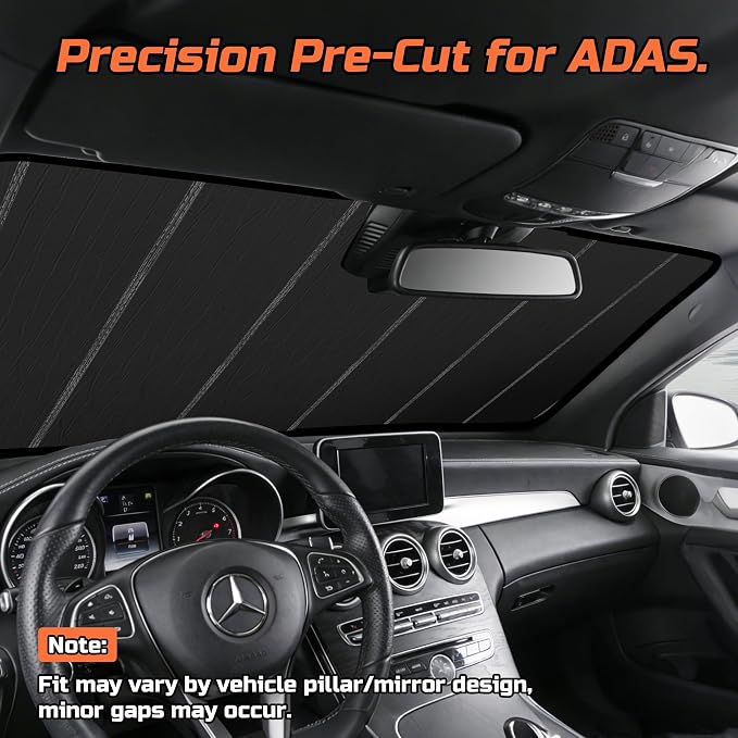 2022-2026 Civic Windshield Sun Shade Compatible with 2022-2026 Honda Civic (NOT FIT Touring) Silver Reflective Foldable Front Sun Visor Sunshade Protector with Storage Bag Keep Interior Cool - Image 4