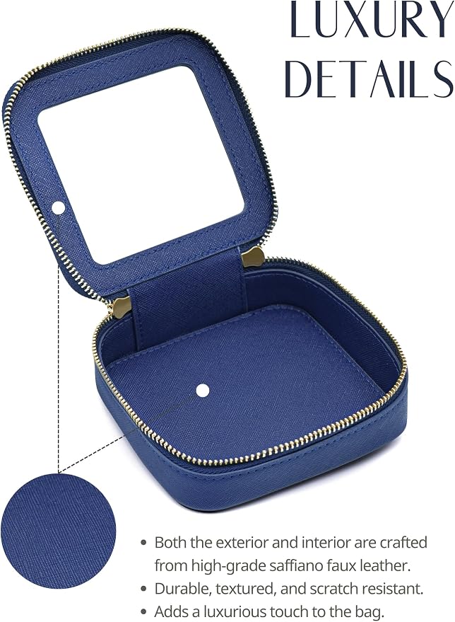 Clear Makeup Bag with Zipper Small Travel Cosmetic Case Navy Blue Mini Pouch for Purse Accessories Car Storgae Essentials Bag Purse Pouch Organizer Compact Small Clear Toiletry Bag for Traveling - Image 5