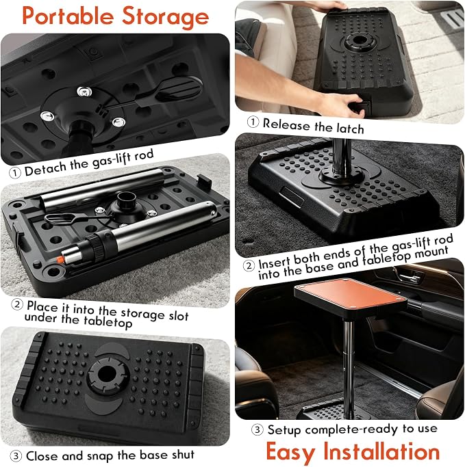 Car Seat Tray Table, Multi-Function Adjustable Car Laptop Desk (Mini) | Two-in-One Office Desk/Footstool Set, Car Tray,Car Desk for Laptop,Portable Car Table,for Front Passenger/Rear/Driver Seat - Image 3