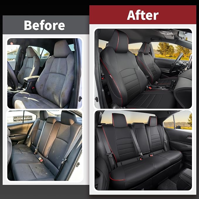HKZ Customized Special seat Cover for Toyota Corolla (Black with Red Trim, 2020-2022 Corolla XSE) - Image 6