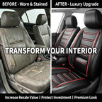 Fit Ioniq Seat Covers Custom Fit for Hyundai Ioniq 2017-2026, Front Pair | Premium Leather Full Coverage Protectors, Waterproof, Breathable, Scratch Resistant, Easy Wipe, Airbag Compatible, RedTrim - Image 3