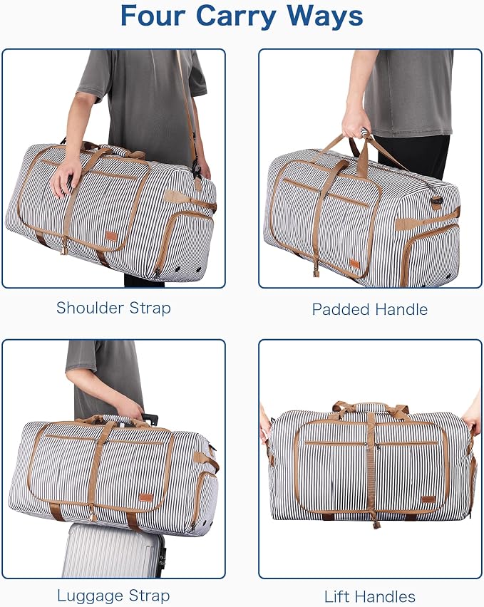 120L EXTRA LARGE Foldable Waterproof Travel Duffle Bag for Men and Women | with Shoe Compartment, Duffel for Weekender Gym Sport, Tear Resistant, Polyester - Image 7