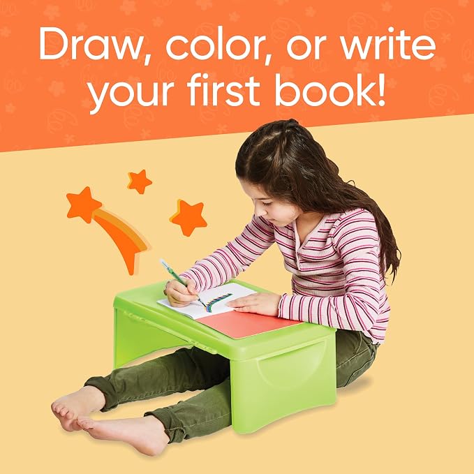 HearthSong Foldable Lap Desk for Kids with Storage - Ideal Floor Desk for Drawing, Studying, Portable Folding Travel Lap Table, Versatile Bed Desk & Lap Tray, Green - Image 3