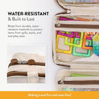 Kids Travel Organizer – Multi-Compartment, Water-Resistant Hanging Bag for Toys, Snacks, & Activities - Compact, Lightweight Design with Hook & Carry Handle - Perfect for Travel Use (Beige, Small) - Image 3