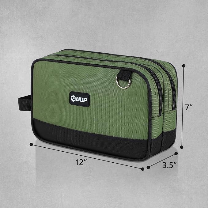 12" Small Tool Bag, Divider Zipper Pouch Tool Box Organizer | Waterproof, Heavy-duty Oxford, Smooth Zipper, Handle & D-Ring, Storage Case for Car Work Tool. Electrician Gift,Green - Image 2
