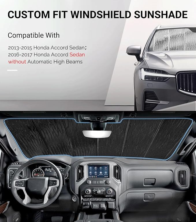Pigenius Windshield Sunshade for Honda Accord Sedan 2013-2017 Without Automatic High Beams - AstraGuard - Image 2