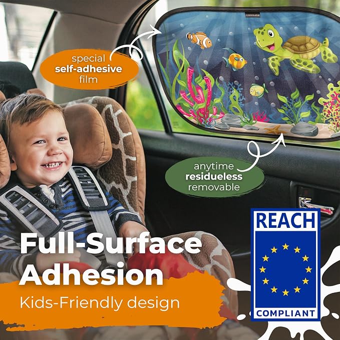 CARAMAZ Car Window Shade for Baby with Certified UV-Protection 2 Pack - 20"x12" - Image 2