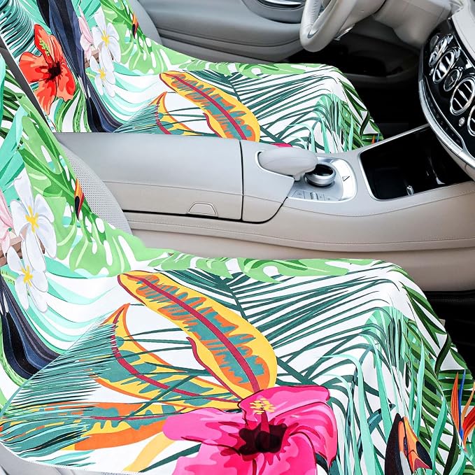 1 Pack Car Seat Towel Cover with Storage Bag, Tropical Toucan Style | 63 x 32 in Car Towel Seat Cover Non Slip Waterproof, Gym Workout Swimming Running, Machine Washable Sweat Absorbent Protector - Image 4