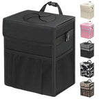 Capolo Car Trash Can with Lid, Leakproof Car Garbage Can Car Trash Bag | Waterproof, Trash Can for Car, 3 Mesh Pockets, Mini Hanging Vehicle Car Trash Bin, for Back/Front Seat (Black,3 Gal) by Capolo