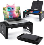 Loddie Doddie Lap Desk, Folding Desk, Bed Table, Black, 9.75"x12" | Built-In Storage with 2 Trays & Pocket, Bed Desk, Easy 2 lb Carry, Car Seat Tray for Travel, Portable Desk, Tucks Under Bed - Image 2