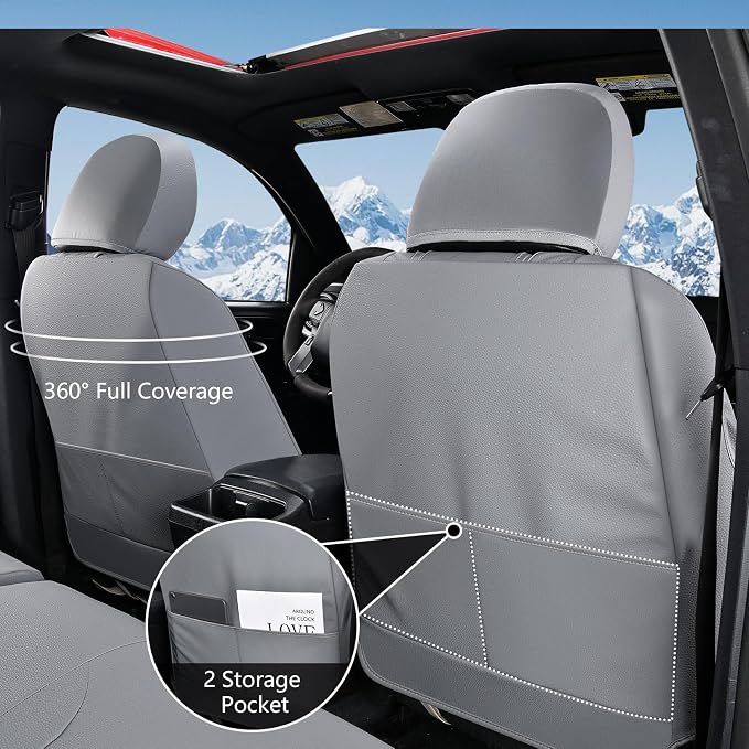 Truckiipa Tacoma Leather Seat Covers Front Pickup Truck Seat Covers Custom Fit for 2005-2015 Toyota Tacoma Double Crew Cab, Front Pair, Gray - Image 4