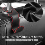 Car Seat Hooks for Purses and Bags, 2 Pack Car Purse Holder for Grocery Bag Handbag Clothes, Metal Headrest Hooks Covered by Leather, Black Red - Image 3