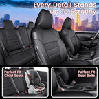 HKZ Corolla Seat Covers Custom Fit for Toyota Corolla 2020 2021 2022 Hybird LE & 2023 2024 2025 2026 Hybrid XLE Leather Car Seat Cover, 5 Seats Full Set (Black) - Image 6