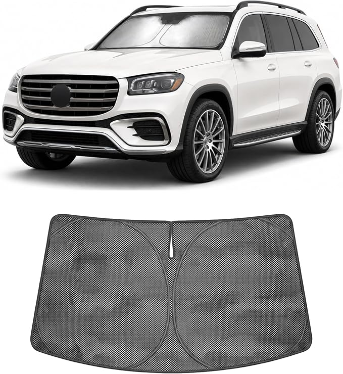 Proadsy Custom Fit Car Windshield Sun Shade for 2020-2026 Benz GLS-Class | Ice Crystal Micro-Refraction Blocks 99% UV, Drops Cabin Temp 54°F. Foldable Full Coverage for Summer Parking/Camping Privacy by Proadsy