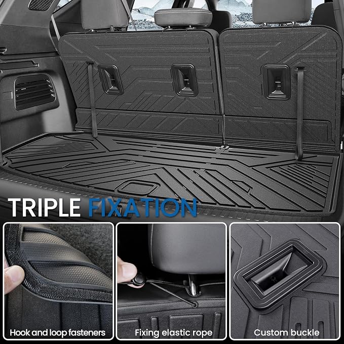 Cargo Mat for Chevy Traverse & GMC Acadia 2024-2026 Accessories | Also for 25-26 Buick Enclave, Cargo Liner & Rear Seat Back Protector, All Weather TPE, Non Slip & Odorless & Scratch Proof - Image 2