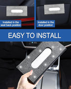 Bling Car Sun Visor Tissue Box Holder, PU Leather Car Napkin Holder, Black | Car Tissue Holder, PU Leather, with Crystal Rhinestones, Backseat Napkin Case, auto interior Accessories, for Women - Image 3