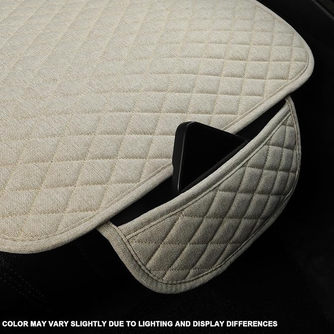 West Llama Linen Car Seat Covers,Bottom Seat Covers for Cars Include 1 Piece Front Driver Seat Pad Mat Universal Fits 90% Vehicles,SUVs,Cars,Sedans(1Piece-Beige) - Image 5