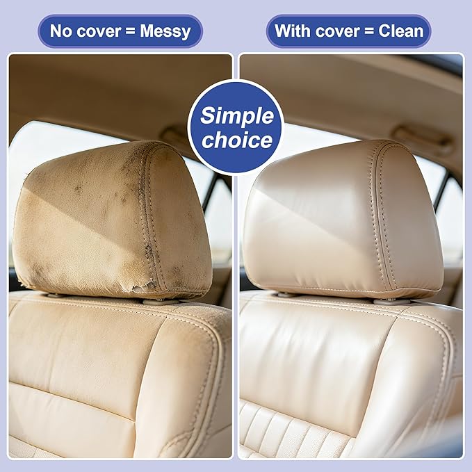 ALLANSING Lycra Car Headrest Covers 4-Pack - 2-Way Stretch & Superior Fit, Stain & Wear Protection, Machine Washable, Fits Cars/SUVs/Trucks/Minivans (Black) - Image 5