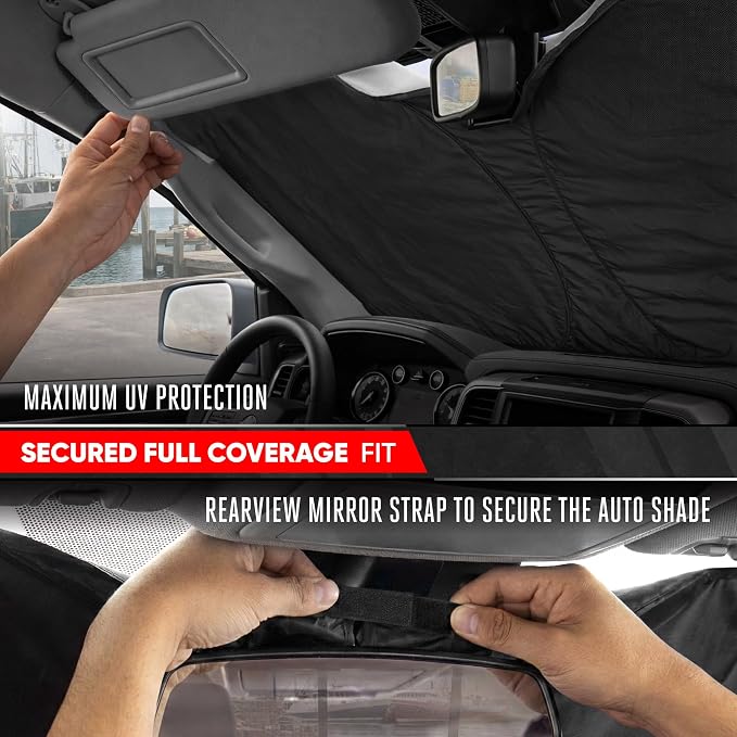 Motor Trend Custom Fit Dodge Ram 1500 Windshield Sun Shade - Fits All (2011-2018) Trims - Foldable Pop-Up Car Windshield Sunshade Dodge Ram 1500 Accessories - Automotive Ram Truck Interior Protection - Image 4