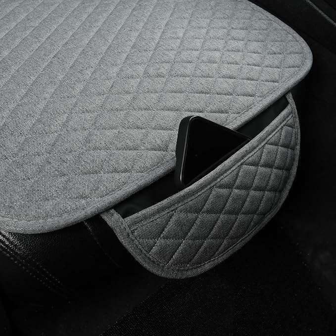 West Llama Linen Car Seat Covers,Bottom Seat Covers for Cars Include 1 Piece Front Driver Seat Pad Mat Universal Fits 90% Vehicles,SUVs,Cars,Sedans(1Piece-Gray) - Image 5