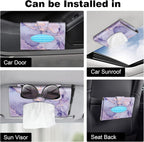 CaseBot Car Visor Tissue Holder, Sun Visor Napkin Holder, Mask Holder, PU Leather Backseat Tissue Box for Truck SUV, Lilac Marble - Image 6
