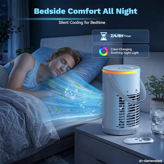 Portable Air Conditioners, Personal Evaporative Air Cooler 1200ML with Ice Cooling Mist Fans That Blow Cold Air Like AC Mini AC Unit for Bedroom, Home Office Desk and Car RV (White) - Image 5