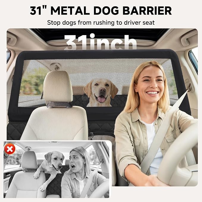 Snagle Paw Dog Car Seat Cover & Back Seat Extender,31"Super High Pet Barrier with Anti-Slip Hard Bottom Hammock Holds 440lbs,Water-Resistant Car Seat Protector for SUV,Trucks,Easy-Clean,Patent Pending - Image 3