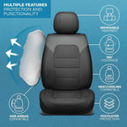 MotorBox Cabin King Slate Ridge Leather Seat Covers for Trucks & Cars | Charcoal and Black Car Seat Covers, Waterproof Leather Seat Covers, Car Accessories, Seat Protector, Universal Fit - Image 4