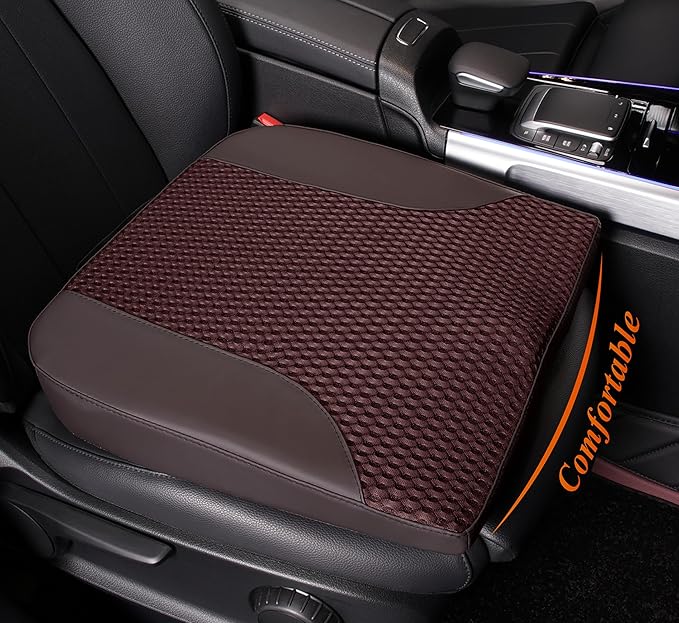 kingphenix Memory Foam Car Seat Cushion for Driving Comfort and Office Use | Coccyx & Lower Back Pressure Relief, Non-Slip 4D Mesh Seat Cushion for Cars, Trucks, SUVs, Long Drives & Office Chairs, Brown by kingphenix