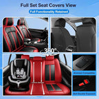 Fit CX-9 Seat Covers Custom Fit for Mazda CX-9 2007-2024, Front Pair | Premium Leather Full Coverage Protectors, Waterproof, Breathable, Scratch Resistant, Easy Wipe, Airbag Compatible, Black+Red - Image 2