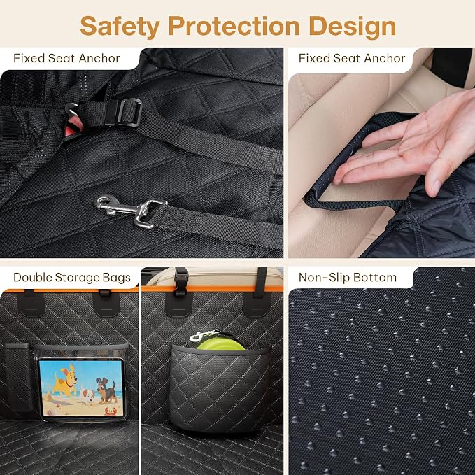Pecute Dog Car Seat Cover for Back Seat, Back Seat Extender for Dogs 52 * 24.4in, Foldable in The Car, Hard PVC Panels Bottom Support to 330 lbs, for Cars/Mid-Size SUV/Small Truck - Image 7