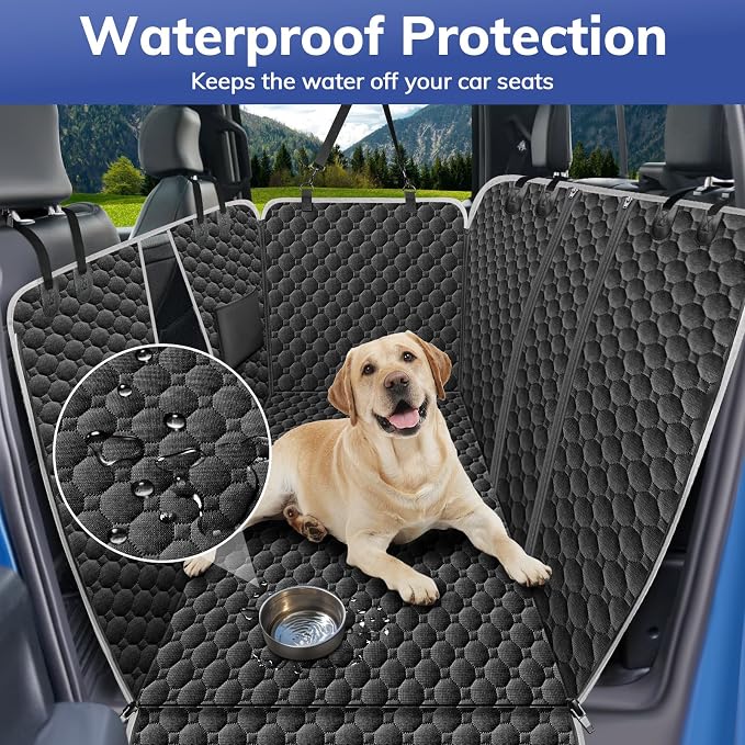 Mancro Waterproof Dog Back Seat Cover with Zipper Flap, Fit for F150/RAM | Visible Mesh Window,Split Seat Design，Great Gift，Storage Pockets，Effortless Cleaning, Designed for full-size trucks, Comfort - Image 3