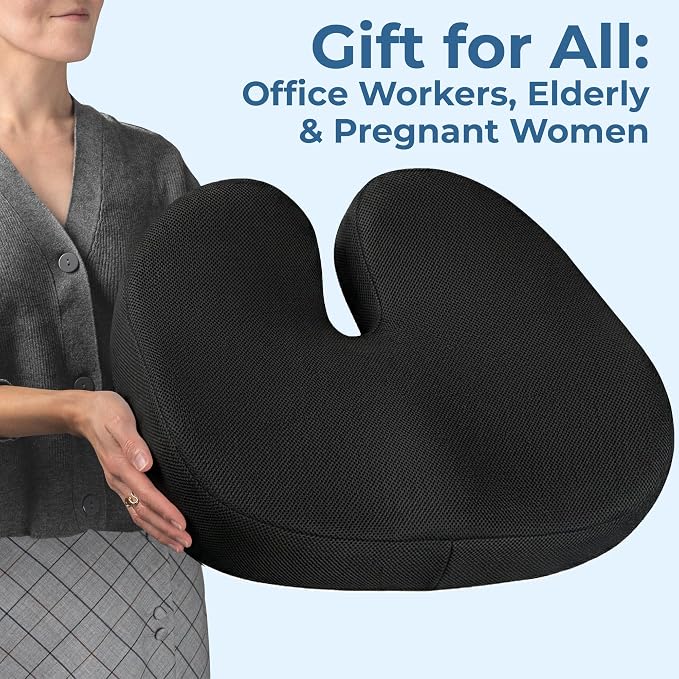 5 STARS UNITED Seat Cushion - Memory Foam Chair Cushion for Tailbone Pain Relief - Ergonomic Support for Coccyx, Sciatica & Butt - Office, Desk & Gaming Chair, Car Seat, Wheelchair, Black Mesh - Image 7