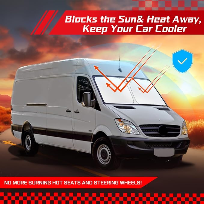 ARISMOTOR Windshield Sun Shade for Mercedes Benz Sprinter 2007-2026 | Sprinter 1500 2500 3500 4500, Custom Fit, Foldable, Front Window Sunshade Sun Visor Protector, Block UV Rays, Keep Car Cooler - Image 7