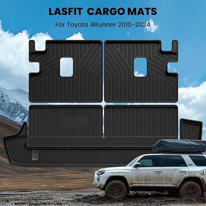 LASFIT Cargo Mat for Toyota 4Runner 2013-2024 (Only Fit 7-Seats) | Not Fit 5 Seats, All Weather Custom Fit Anti-Slip Pet Friendly Easy Clean TPE Trunk & Backrest Mats for 5th Gen 4Runner - Image 2