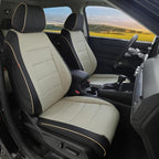 Lolcar CRV Seat Covers Custom Fit for Honda CRV 2023 2024 2025 2026 Leather Car Seat Cover Full Set for Trucks SUV,Waterproof Car Seat Cushion,Faux Leather(Black/Beige) by LOLCAR