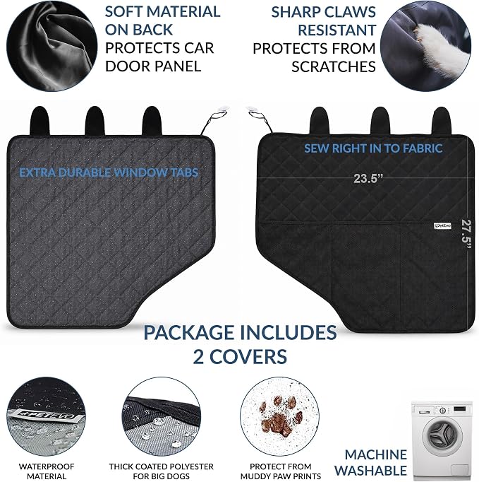 2026 Version-2X Extra Durable Premium Interior Car Door Protector from Dog Scratches - Pet Car Window Protector Door Covers - Waterproof Anti-Scratch, Scratch Resistant, Size 27.5" x 23.5" - Image 2